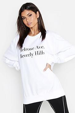 Boohoo Tall Melrose Beverley Hills Slogan Sweat