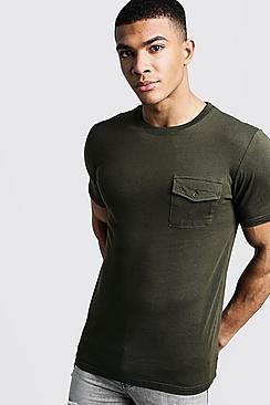 Boohoo Crew Neck T-shirt With Utility Pocket