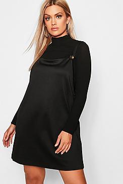 Boohoo Plus Jersey Pocket Pinafore Dress