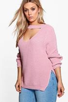 Boohoo Plus Suzie Choker Back Side Split Jumper