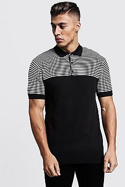 Boohoo Stripe Short Sleeve Knitted Polo