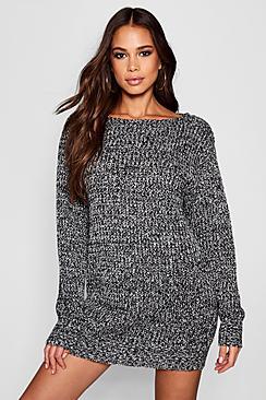 Boohoo Tall Marl Knit Jumper Dress