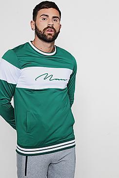Boohoo Tricot Colour Block Man Signature Sweater