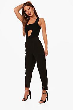 Boohoo Petite Kate Split Front Woven Cigarette Trouser