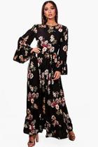 Boohoo Kate Ruffle Hem And Sleeve Maxi Dress