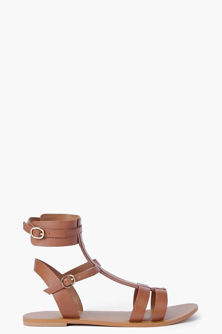 Boohoo Boutique Lucy Multi Strap Gladiator Sandal Tan
