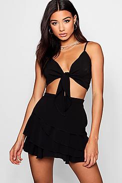 Boohoo Amelia Frill Skort Tie Top Co-ord Set