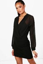 Boohoo Olivia Chiffon Top Tailored Dress