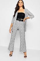 Boohoo Checked Cropped Kick Flare Belted Trouser
