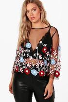 Boohoo Plus Kelly Embroidered Shell Top