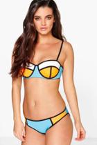 Boohoo Berlin Colour Block Underwired Bikini Multi