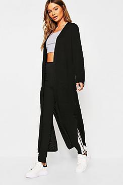 Boohoo Knitted Maxi Edge To Edge Cardigan