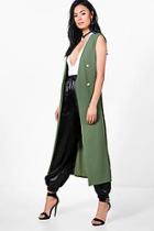 Boohoo Georgia Sleeveless Button Front Longline Duster