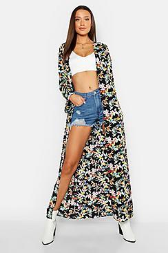 Boohoo Tall Tropical Print Kimono