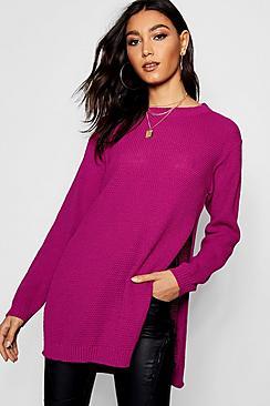 Boohoo Tall Side Split Moss Stitch Sweater