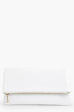 Boohoo Anna Snake Effect Fold Over Clutch Bag