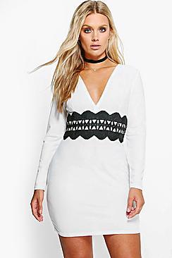 Boohoo Plus Orla Lace Trim Dress