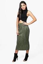 Boohoo Madison Crinkle Pleat Midaxi Skirt