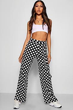 Boohoo Isla Large Polka Dot Wide Leg Crepe Trouser