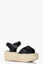Boohoo Faye Flatform Espadrille Sandal Black