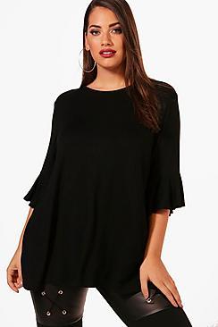 Boohoo Plus Ruffle Oversized Basic T Shirt