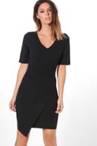 Boohoo Melissa Wrap Front Dress Black