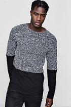 Boohoo Boucle Jumper With Jersey Panel