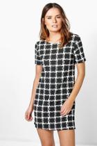 Boohoo Faye Printed Shift Dress Black