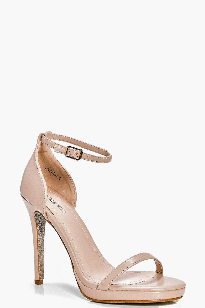 Boohoo Katie Platform Glitter Sole Sandal Nude