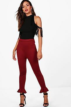 Boohoo Sian Ruffle Hem Ponte Leggings