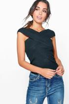 Boohoo Aimee Sleeveless Wrap Front Rib Knit Jumper Black
