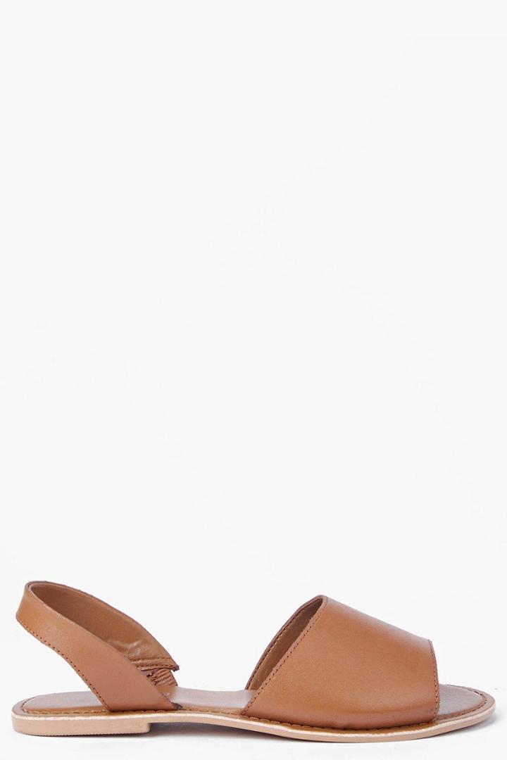 Boohoo Boutique Lexi 2 Part Peeptoe Leather Sandal Tan