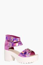 Boohoo Sarah Holographic Buckle Detail Cleated Sandal Pink