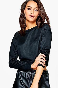 Boohoo Lucy Raw Edge Long Sleeved Sweatshirt