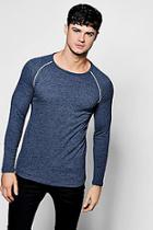 Boohoo Long Sleeve Muscle Fit Knitted T-shirt With Piping