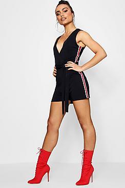 Boohoo Karly Playsuit With Side Stripe