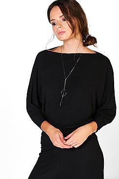 Boohoo Saskia Rib Batwing Sweat
