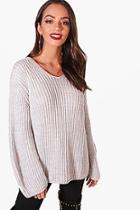 Boohoo Lily Oversized V Neck Jumper