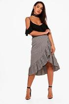 Boohoo Gabriella Ruffle Front Jacquard Midi Skirt