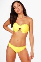 Boohoo Algarve Scallop Bandeau Bikini Yellow
