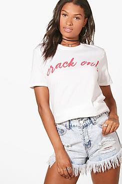 Boohoo Crack On Slogan Tee