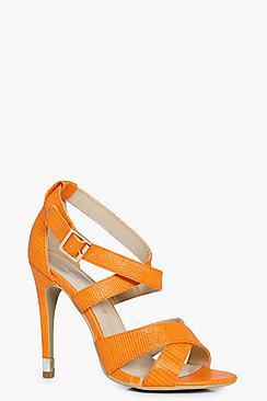 Boohoo Eleanor Cross Strap Lizard Heels