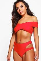 Boohoo Petite Hana High Waisted Cut Out Detail Bikini