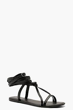Boohoo Wrap Strap Leather Ghillie Sandals