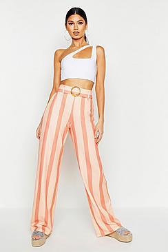 Boohoo Wide Leg Tonal Stripe O Ring Trousers