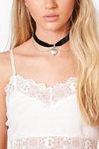 Boohoo Mia Velvet Heart Locket Layered Choker