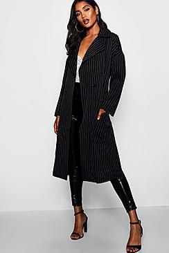 Boohoo Pinstripe Duster Coat
