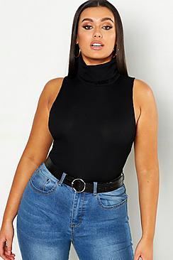 Boohoo Plus Roll Neck Sleeveless Top