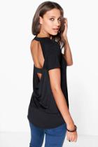 Boohoo Tall Marli Oversized Cowl Back Tee Black