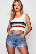 Boohoo Plus Louisa Crochet Rainbow Stripe Crop Top